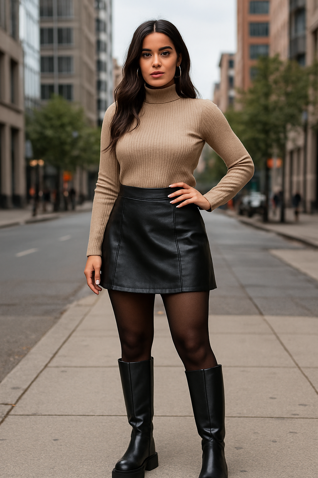 Lesly - Pantys Efecto Piel con Faja ¡Luce increíble este invierno sin pasar frío!